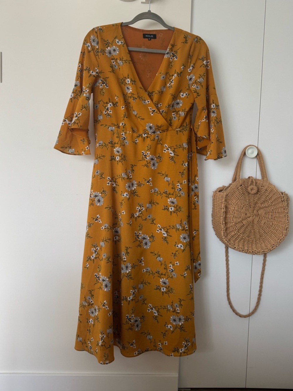 Mustard Yellow Floral Midi Dress